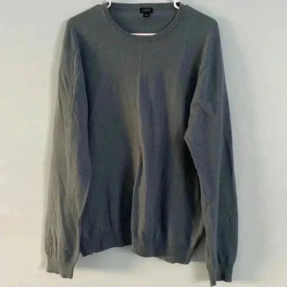 J. Crew Cotton-Cashmere Crewneck Sweater Lightweight Preppy Blue Size Large L‎